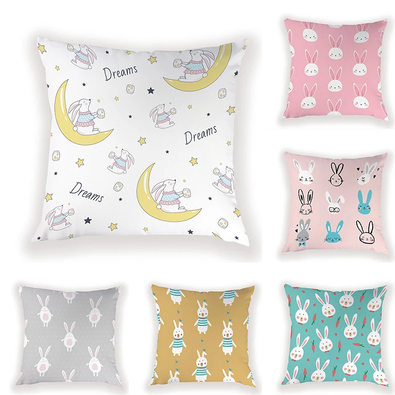 Милая наволочка с изображением кроликов для дивана Животные декоративные