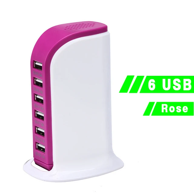 6 USB Rose Зарядное устройство usb Multi концентратор зарядка через usb док-станция Универсальный держатель для мобильного телефона для рабочего стола, настенные домашние зарядные устройства Путешествия адаптер питания от сети - Тип штекера: 6 USB Rose
