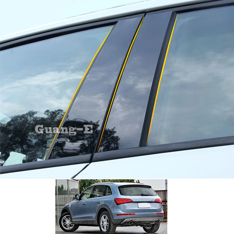 

Для Audi Q5 2011 2012 2013 2014-2017 автомобильный Поликарбонат материал столб крышка отделка двери окно пианино черные молдинговые наклейки детали