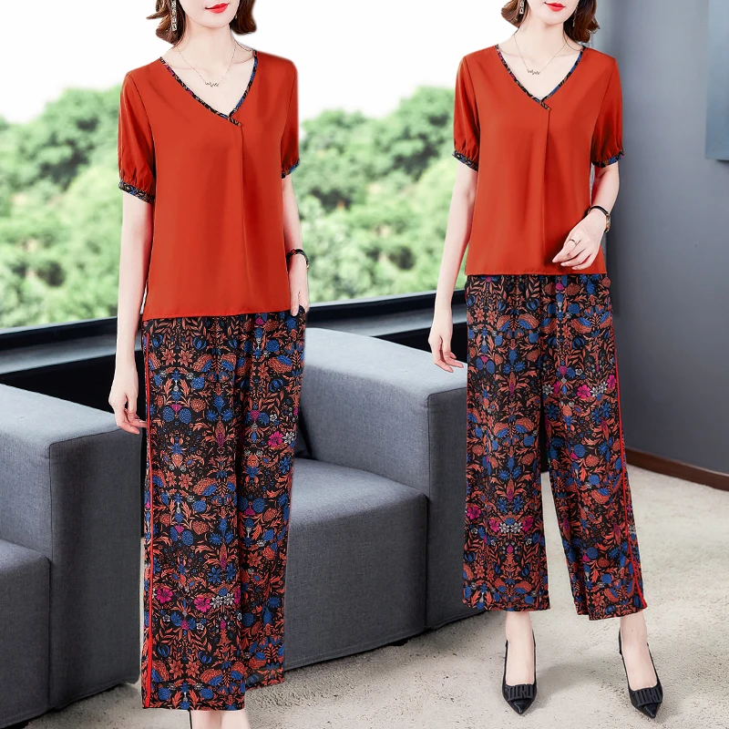 Женский комплект из двух предметов повседневный топа с коротким рукавом и