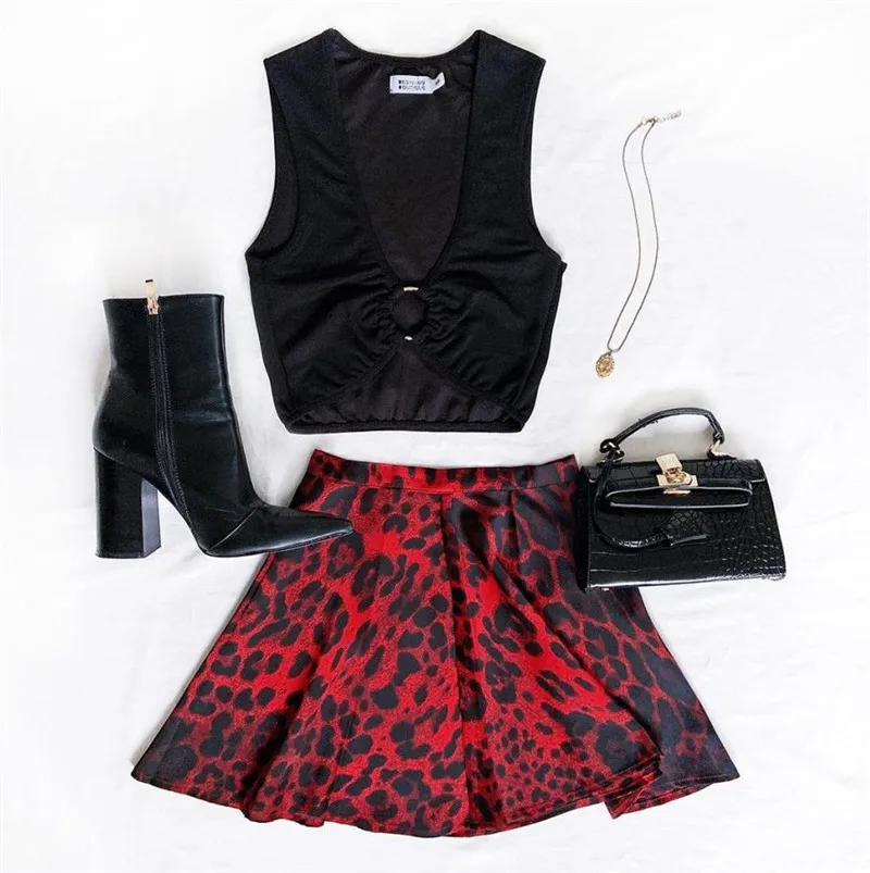 

2019 Fashion Vintage Women Skirt High Waist Leopard Summer Bodycon Stretch A-Line Mini Skirts Casual Women Clothing