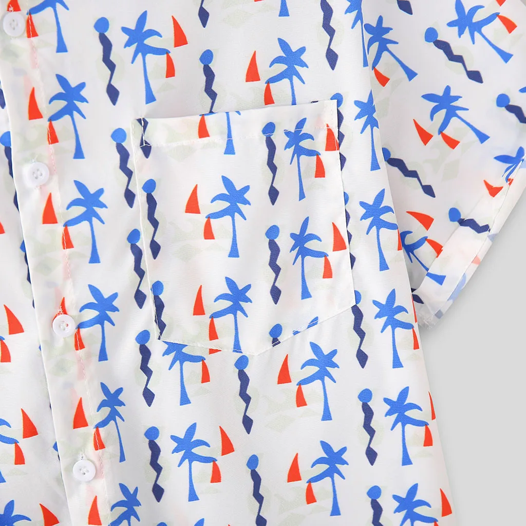 Мужская рубашка с отворотом и короткими рукавами Летняя Повседневная Свободная