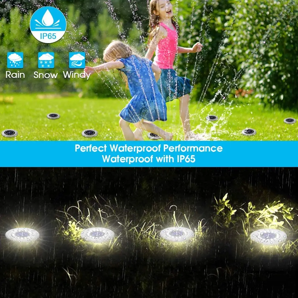 저렴한 16 피스 태양 정원 조명 8/10/12/16/20LED 야외 태양 빛 정원 지상 램프 방수 보안 램프 마당 풍경