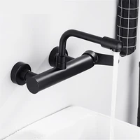 liuyue kitchen faucets black brass wall mounted dual hole bathroom 360 rotate basin faucet cold hot water sink crane mixer taps