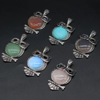 2021hot selling natural stone blue turquoise rose quartz shell classic owl shape pendant makingdiy necklace earring jewelry gift
