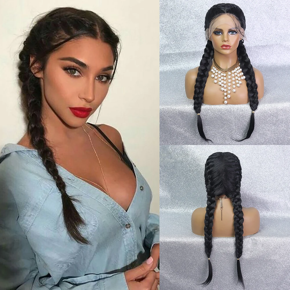 

Черный плетеный синтетический кружевной передний парик блонд Омбре фиолетовый Сенегальский твист королева двойная коробка плетеные парик...