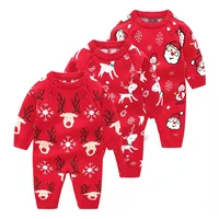 baby christmas rompers long sleeve newborn knit jumpsuits outfits sets autumn winter toddler infant boys girls costume2021