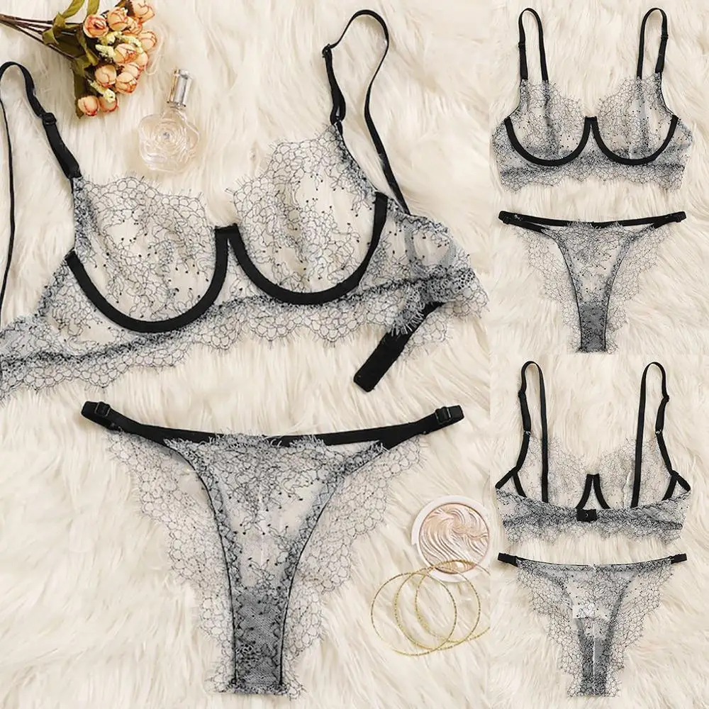 

Women Lingerie Corset Lace Underwire Racy Muslin Sleepwear Underwear Tops+Briefs Lingerie Sexy Hot Erotic Porno Costumi #4A22