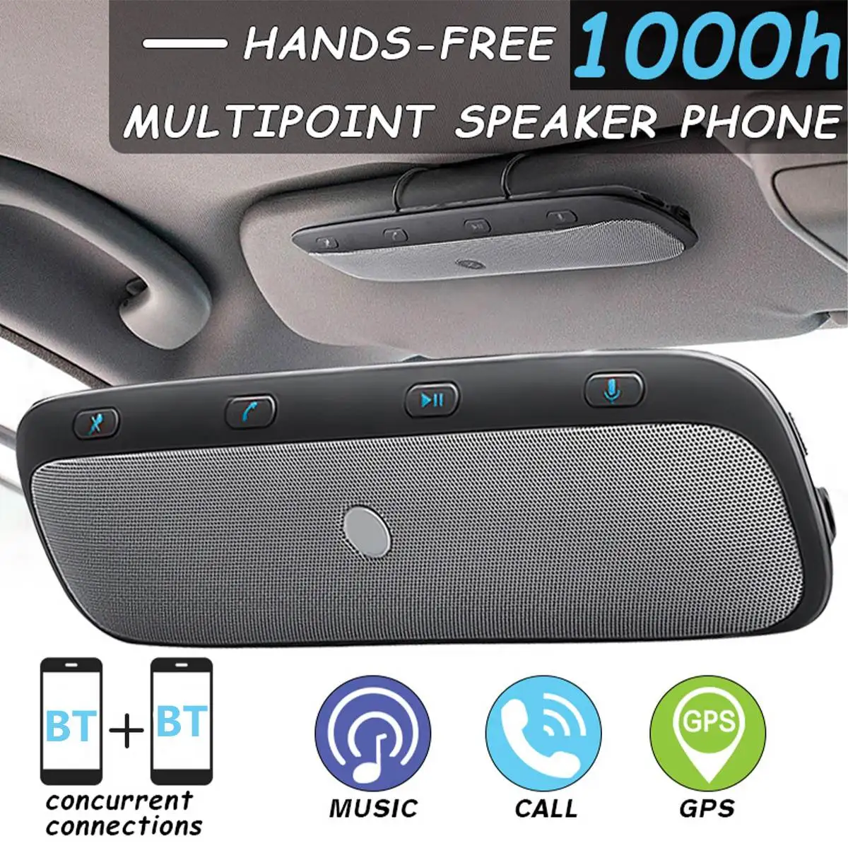 

Автомобильный беспроводной bluetooth-динамик TZ900 с зажимом для козырька, автомобильный комплект громкой связи для звонков, музыкальный динамик ...