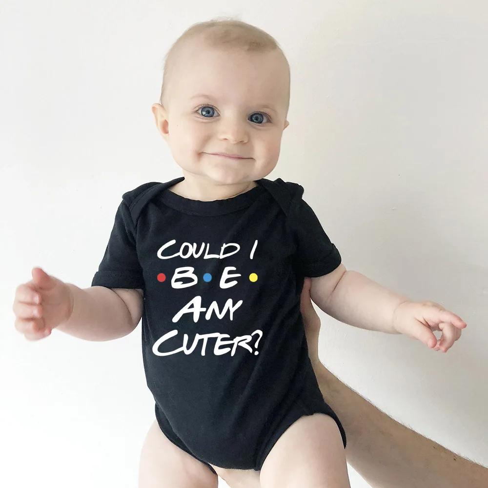 Body de manga corta para beb&eacute;, Ropa divertida con tem&aacute;tica de amigos, Blanco, Negro, Rosa o gris, de verano-0