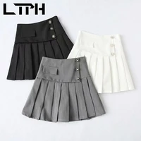 ltph korean fashion high waist skirt women irregular pleated safety lining design england style mini suit skirts 2021 autumn new