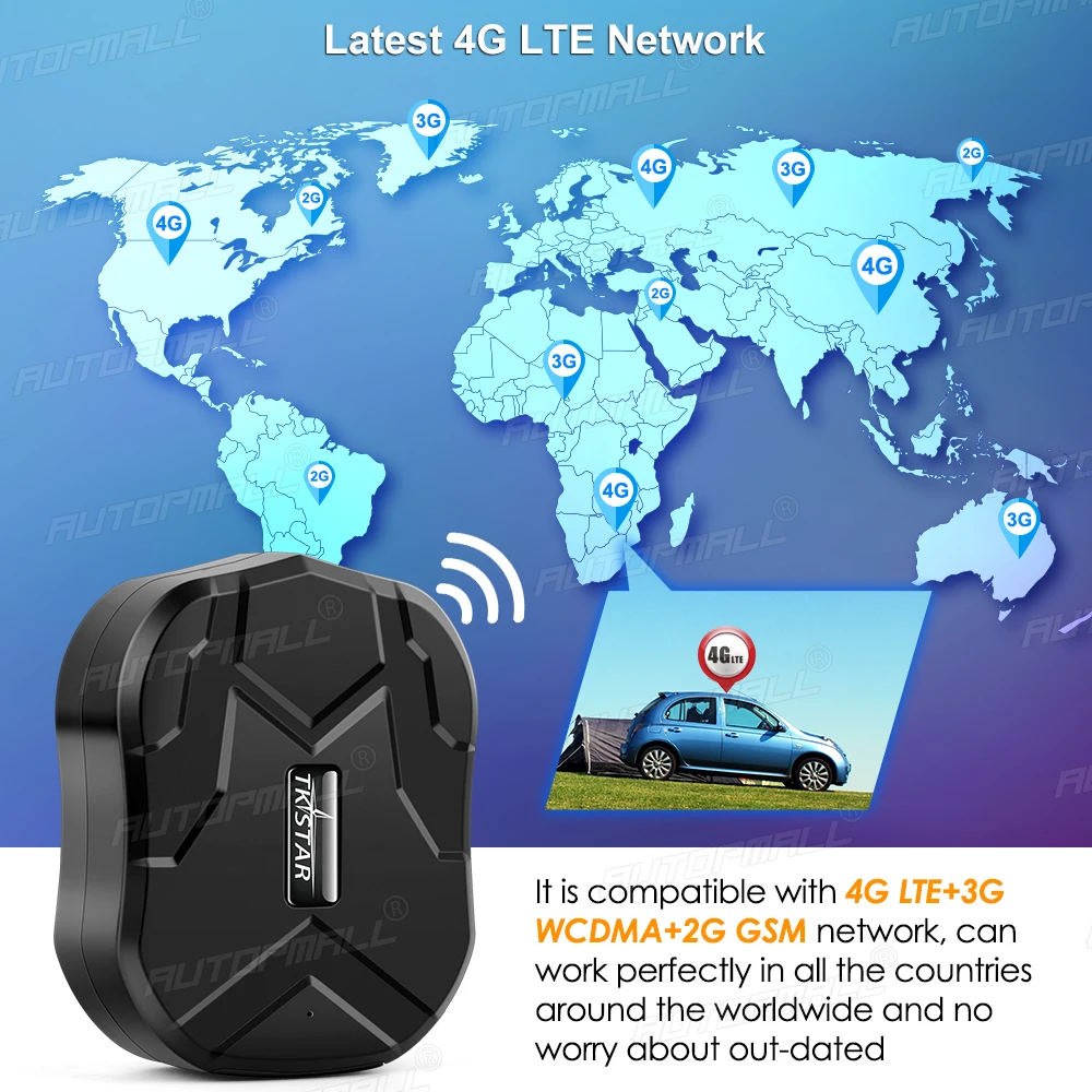 Автомобильный GPS-трекер AUTOPMALL 4G TKSTAR TK905 B 10000 мАч магнитный автомобильный