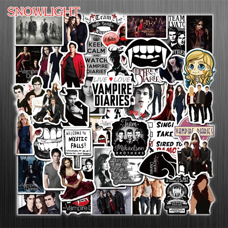 10/50 pcs/pack America The Vampire Diaries Waterproof Stickers For Laptop Luggage Kids Motorcycle Skateboard Refrigerator