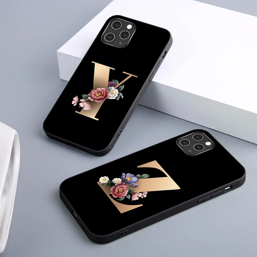 

Name Flowers Case For iPhone 12 11 Pro Max Mini Cover for iPhone 11 X XR XS MAX 7 8 6 6S Plus 5S SE 2020 Soft TPU Phone Fundas