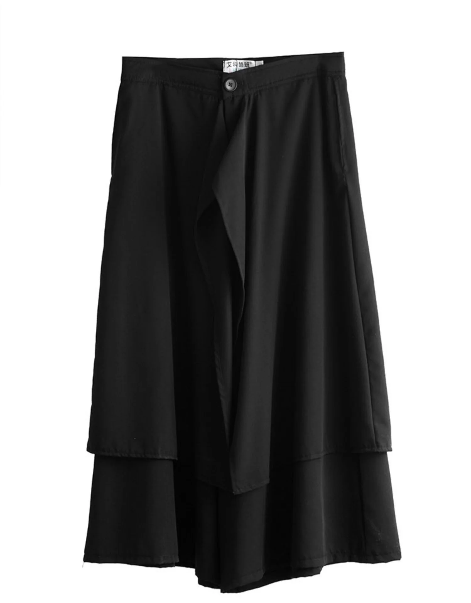 style Japanese mountain loose skirt men ins dark layered structure personality small nine point pants wide leg casual | Мужская одежда