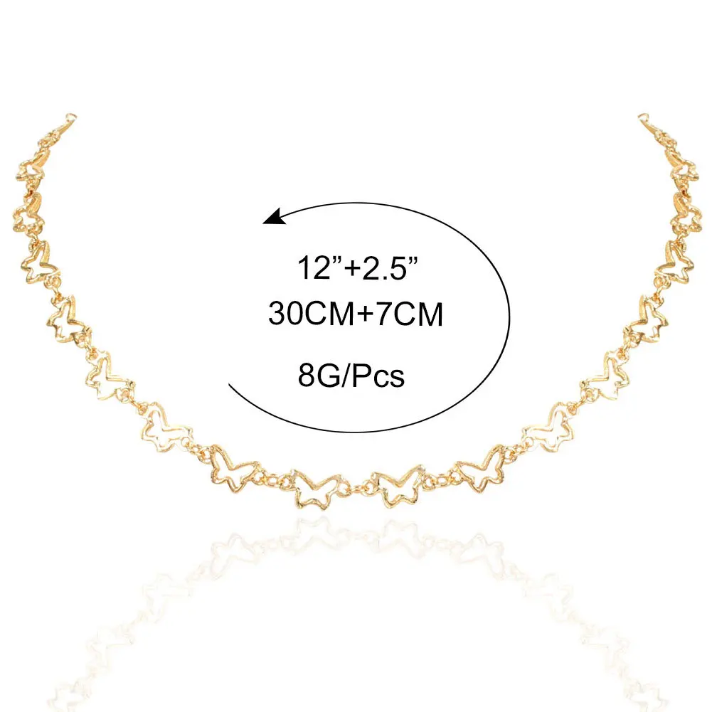 2021 Новая Европейская Простая Ретро Сплавная Бабочка Ожерелье Женщины Личность Модная Золотая Ювелирная Шокер Серьги-Галстуки на.