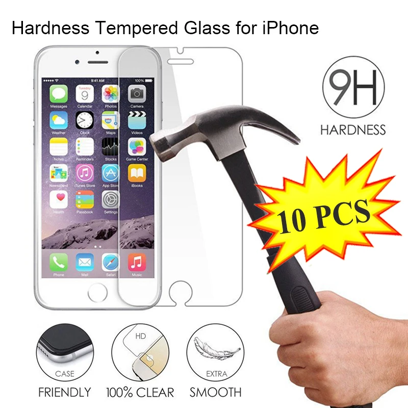 Защитное стекло для экрана iPhone 11 Pro Max X XS XR 5 5S SE закаленное 8 6 6S Прозрачное твердое 7