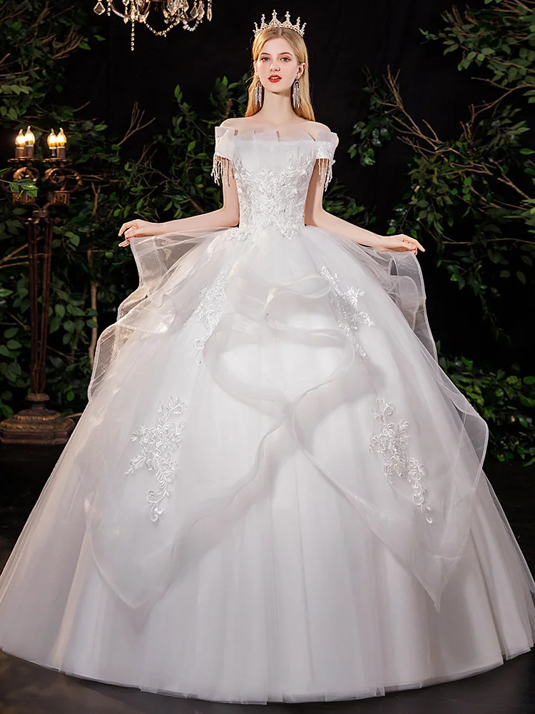 

Main Wedding Dress 2021 New Style Simple Temperament Sen Department Super Fairy Dream Princess Qi Di Bride French Light Shoulder