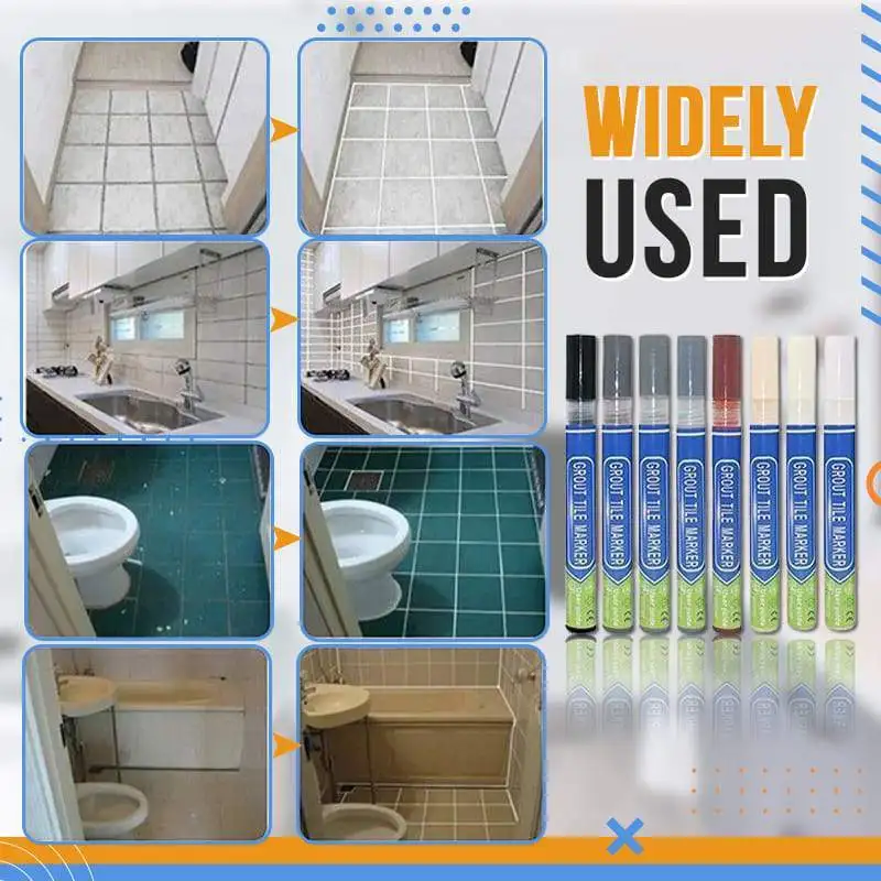 Цветная ручка белая для заправки плитки кафельная зазор ремонт ванной