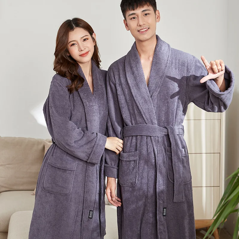 

Towel Material Couple Long Sleeve Home Clothing Autumn Winter New Kimono Robe Intimate Lingerie Casual Sleepwear Bathrobe