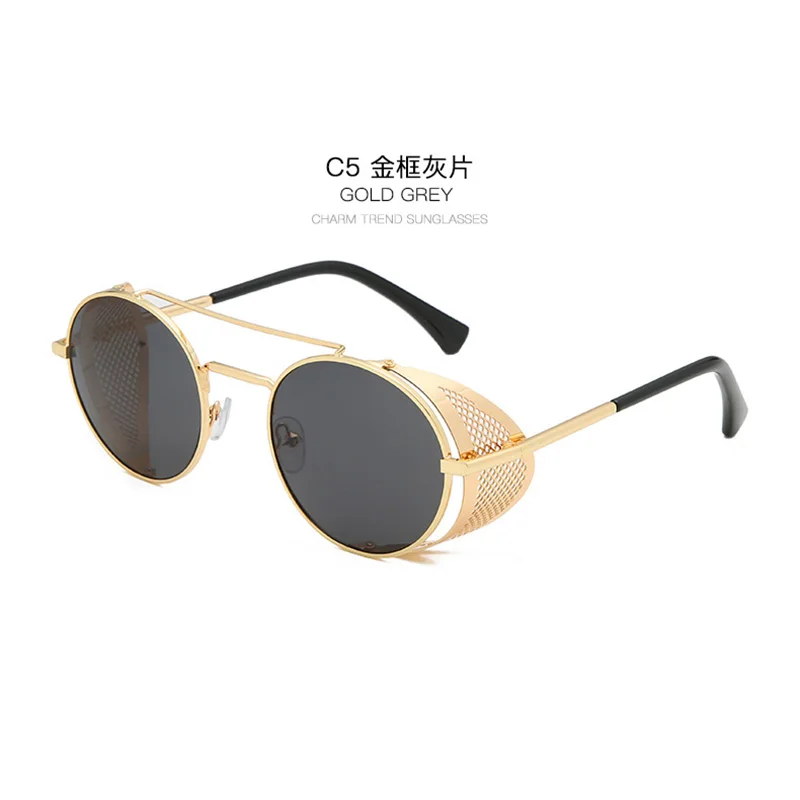 Gold Grey Летний костюм хорошего предзнаменования Кроули Дэвид Теннант солнце Стекло es Косплэй реквизит панк-очки лобовое стекло для мужчин и женщин Для женщин мужские Солнцезащитные Стекло - Цвет: Gold Grey