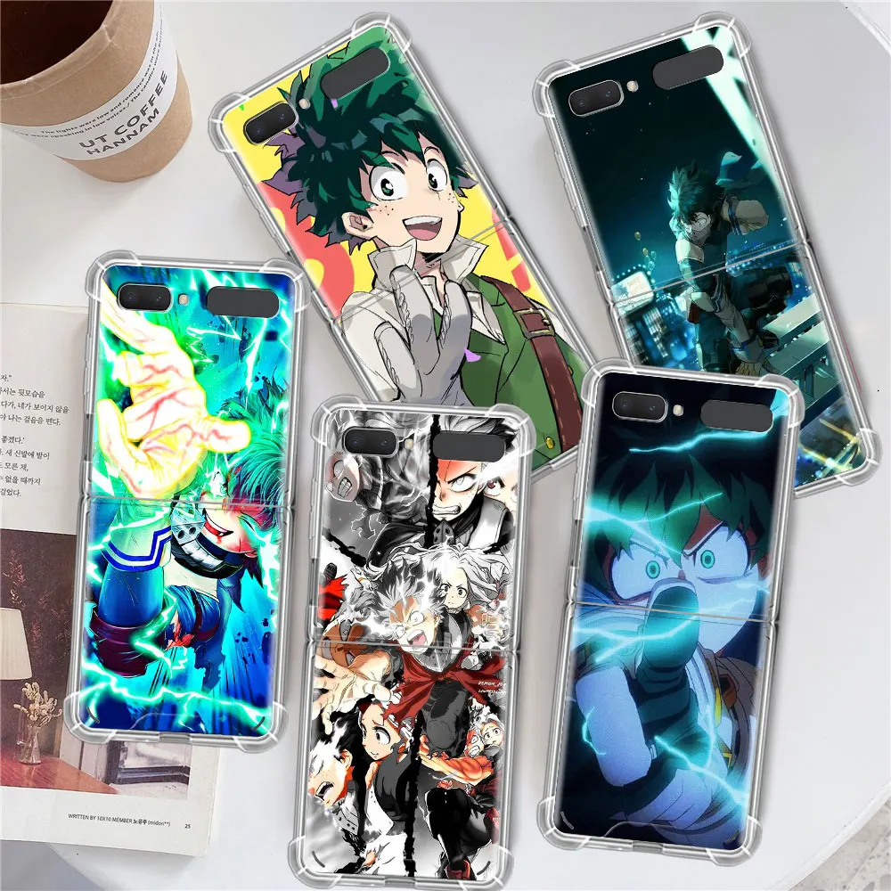 

My Hero Academia Midoriya Capa For Samsung Galaxy Z Flip 3 5G Case Airbag Clear TPU Transparent Cover Shockproof Phone Funda