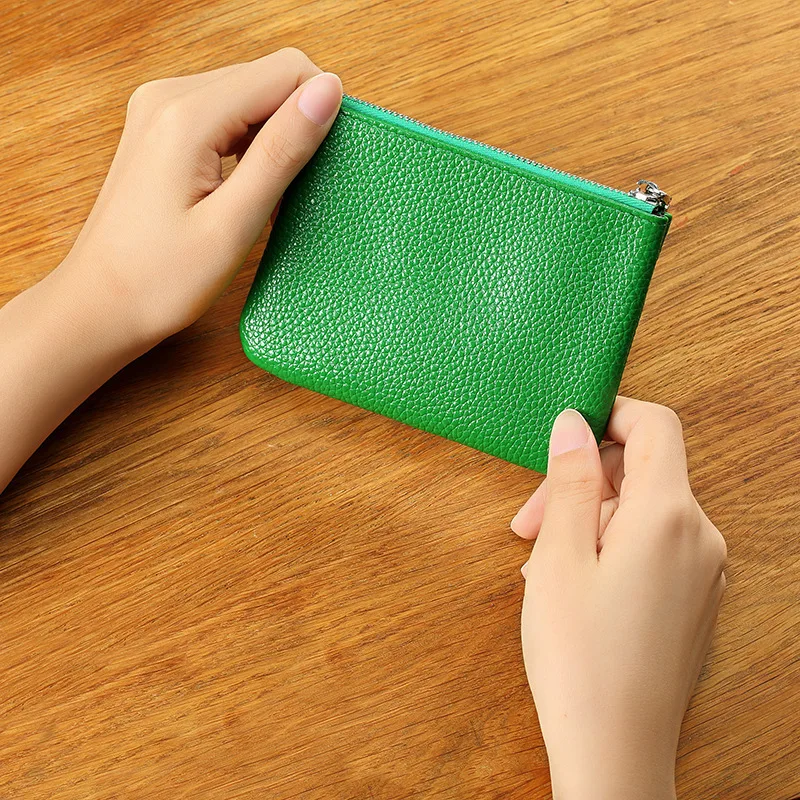 

cowhide leather All-match fashion lsolid color mini short ultra-thin small simple small square bag coin bag passport