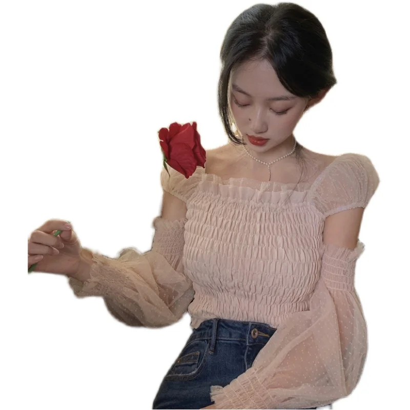 

Chiffon Women Blouses Slim Hollow Out Crop Top Ladies Autumn Style Korean Clothes Slim New Fashion Brand Female Hollow Out