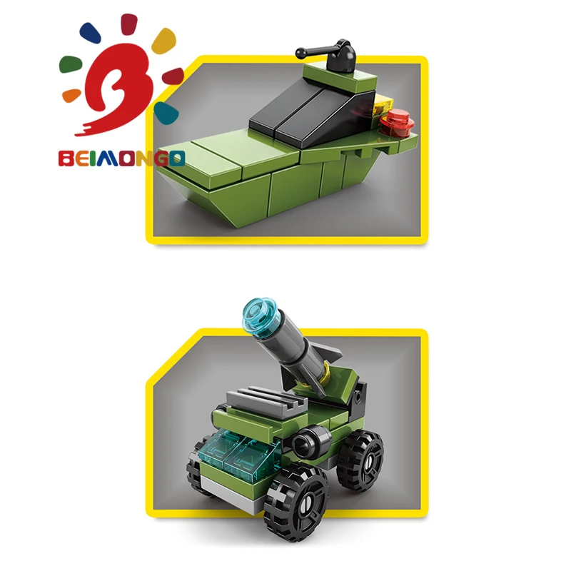 Бесплатная доставка! Строительные блоки BEIMONGO Mini Land Force 138 шт. мини 6 в 1 умные