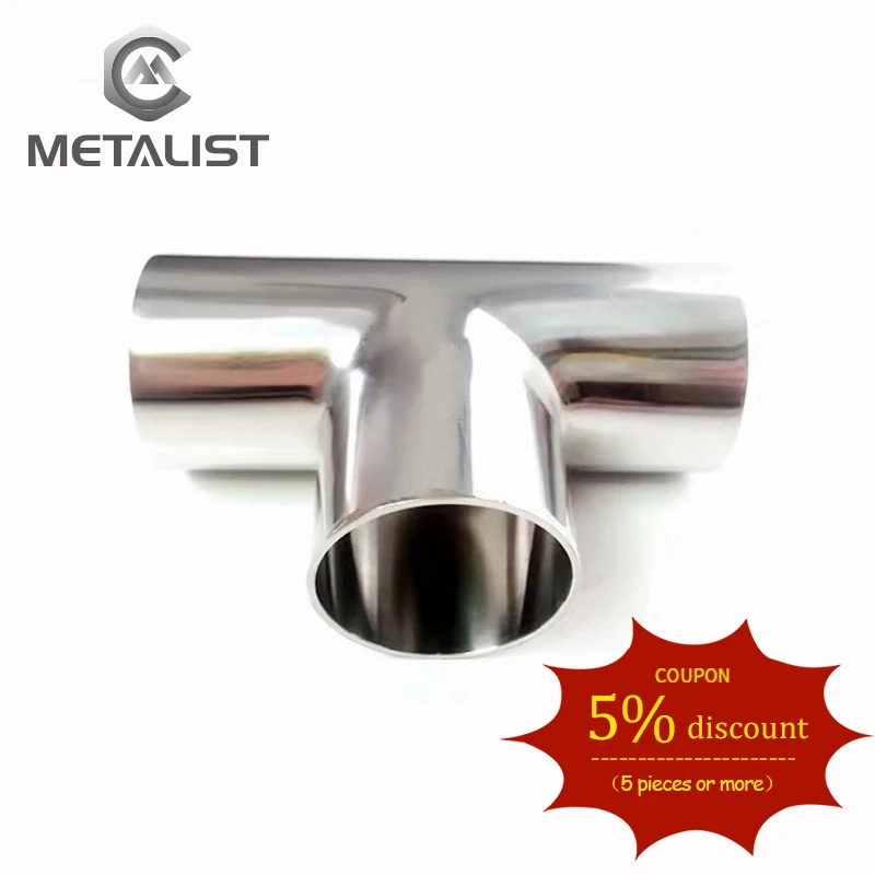 

METALIST 1-1/4” OD 32mm High Quality SS304 Stainless Steel Sanitary T Shape Pipes Weld TEE 3 Way Pipe Fitting