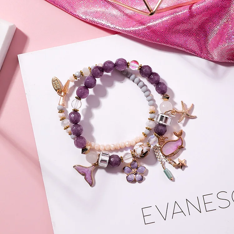 Браслет TSHOU315 из бисера двухслойный эластичный индивидуальный ретро браслет с