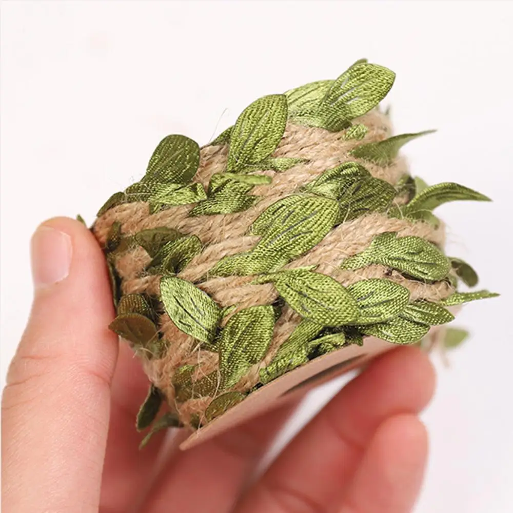 Джутовая веревка с зелеными листьями 5 м | Дом и сад