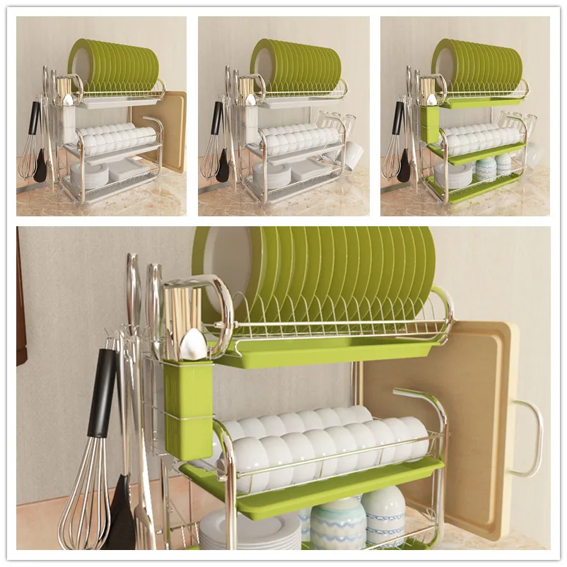 

2021New3 ярусная сушилка для посуды полка для хранения кухонный держатель для мытья корзина с покрытием железом сушилка для раковины сушилка О...