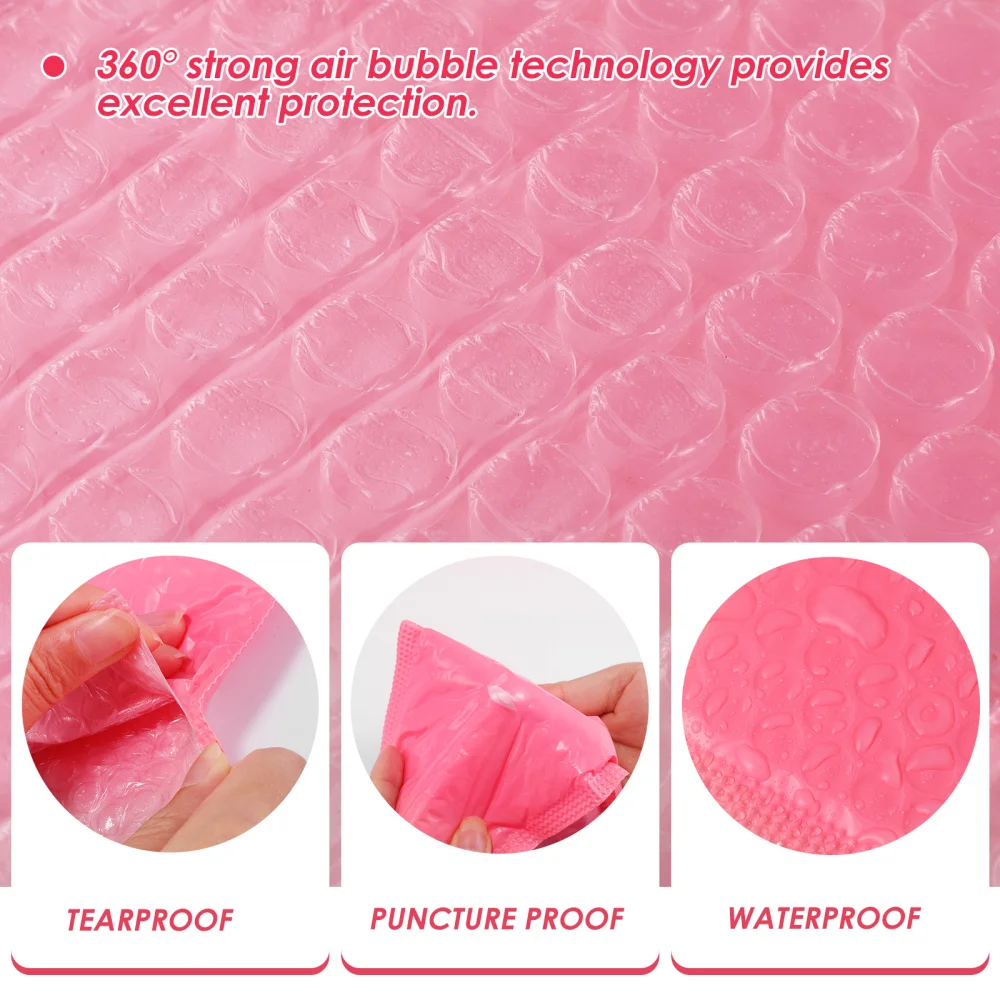 

Tomaibaby 50pcs Shockproof Waterproof Packing Envelope Padded Bubble Envelopes Wrapper Bag Mailers (Pink, 15x20cm)