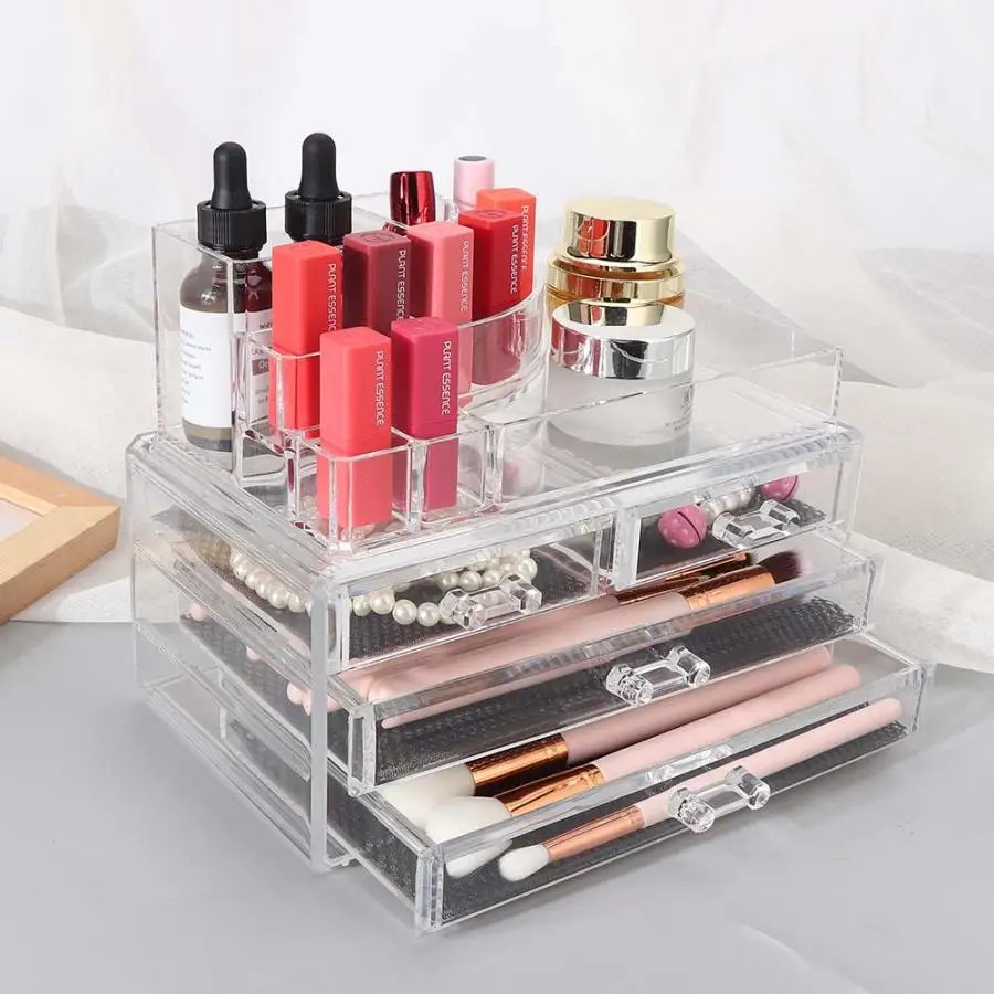 Акриловая Многофункциональная подставка для кистей макияжа прозрачная
