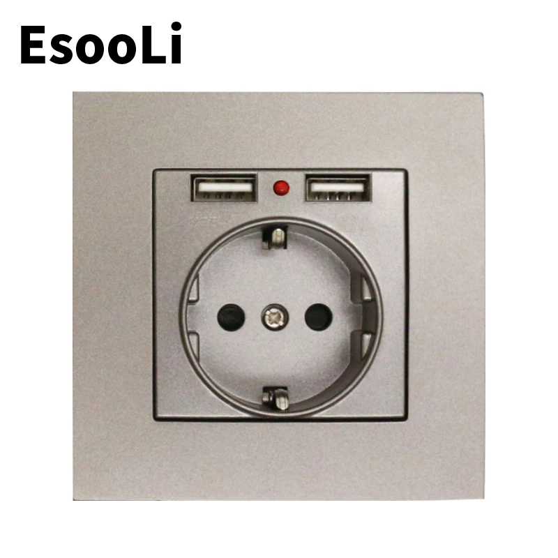 EsooLi PC Панель розетка настенное зарядное устройство адаптер двойной USB порт для