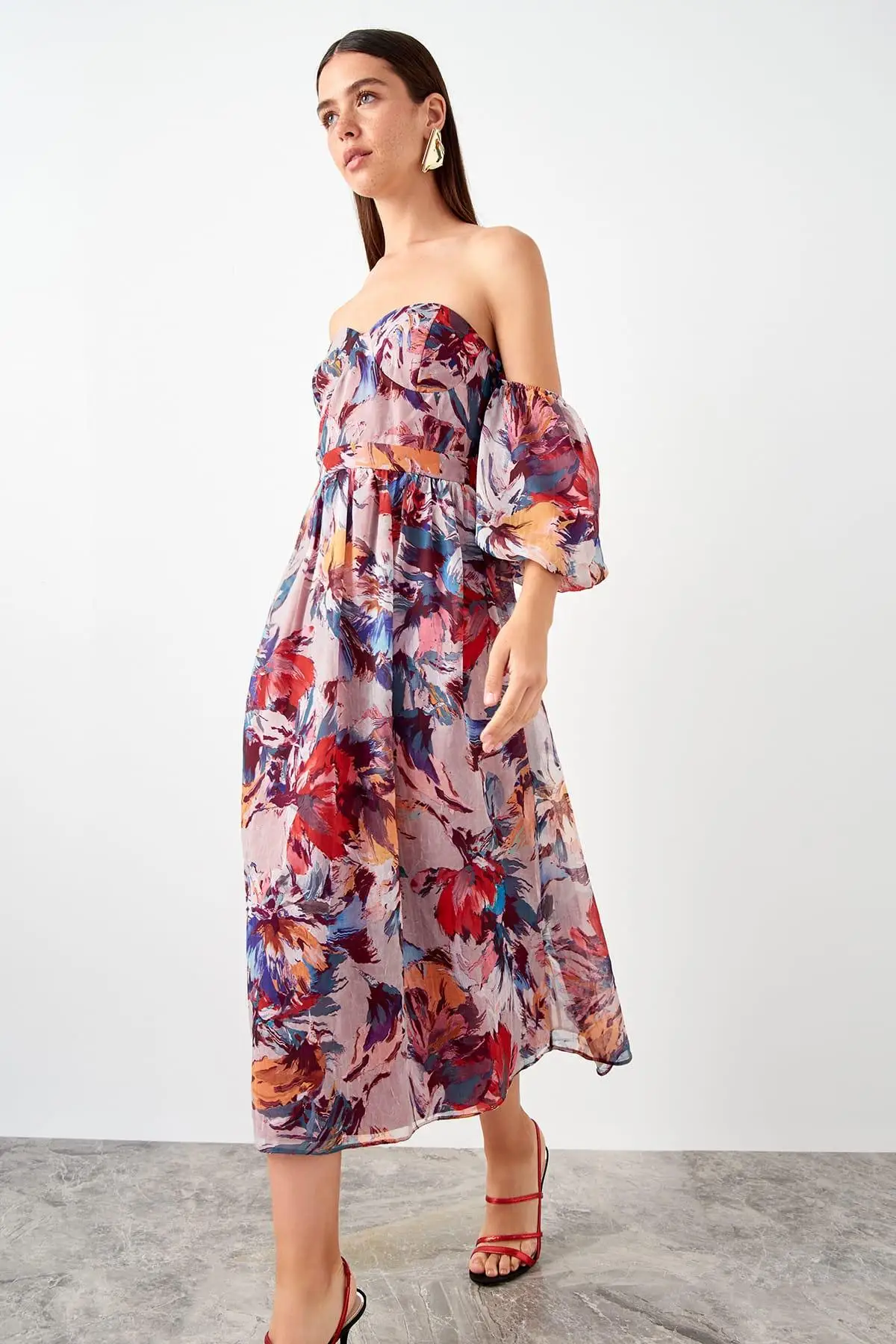 Trendyol многоцветное платье из органзы TPRSS19EL0297|Женские платья| |