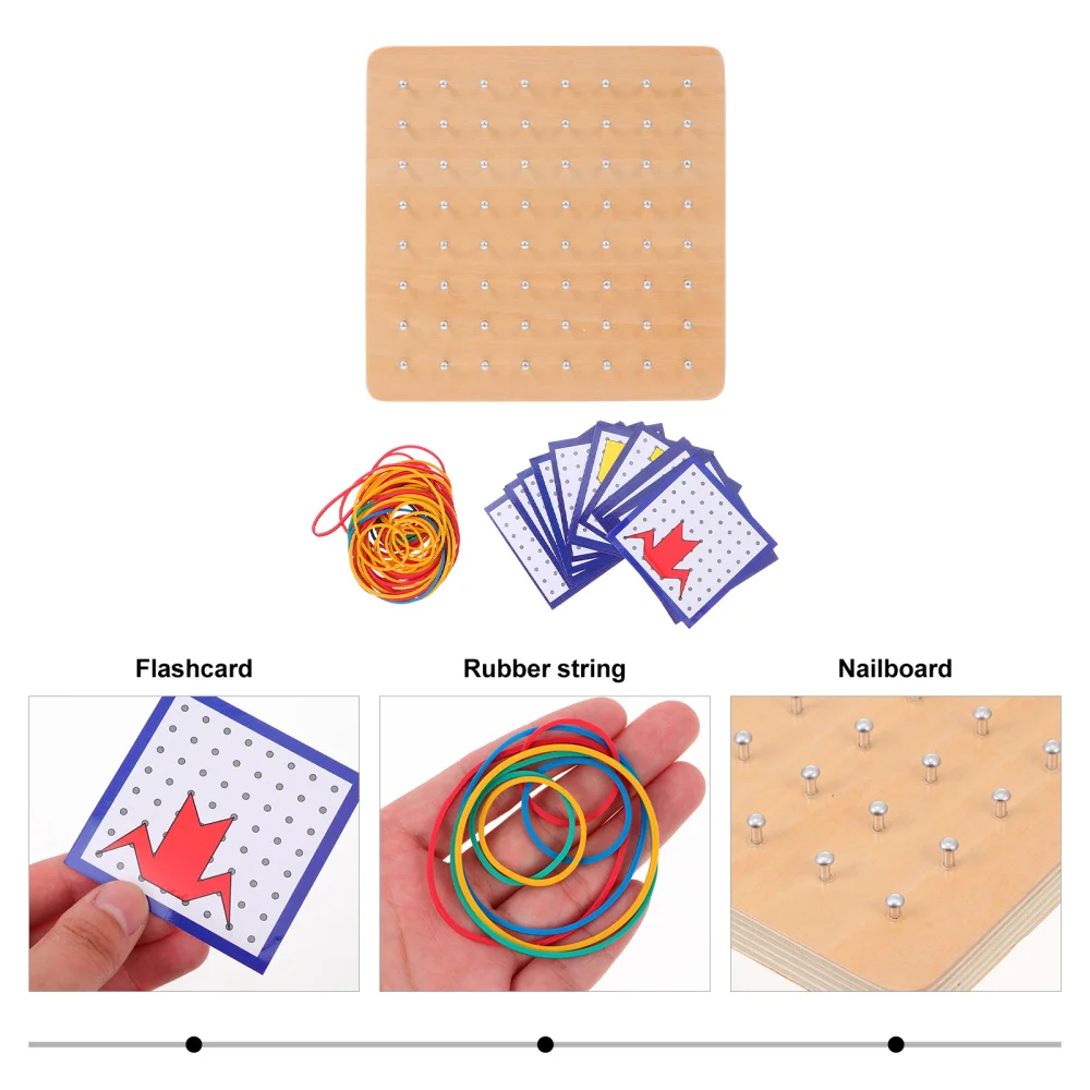 

1 Set Wooden Pegboard Toys Children Creative Geoboard Toys Playset (Colorful)