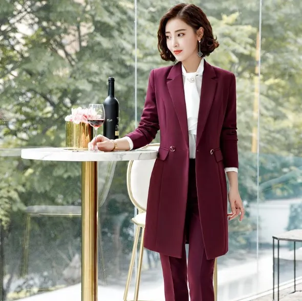 Woman Plus Size Trench Coat Casual Long Blazer Black Red Blue Office Lady Work Jacket Long Sleeve Korean Suit Women 3XL 4XL