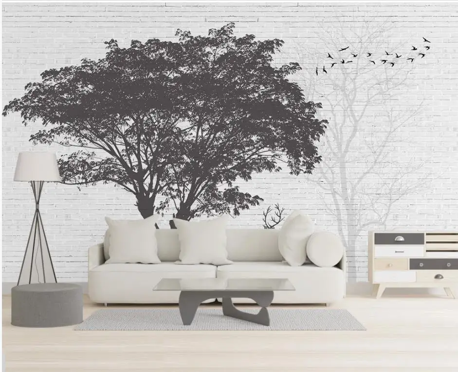 Обои для стен 3 d гостиной простой креативный большой кирпич дерево настенный фон