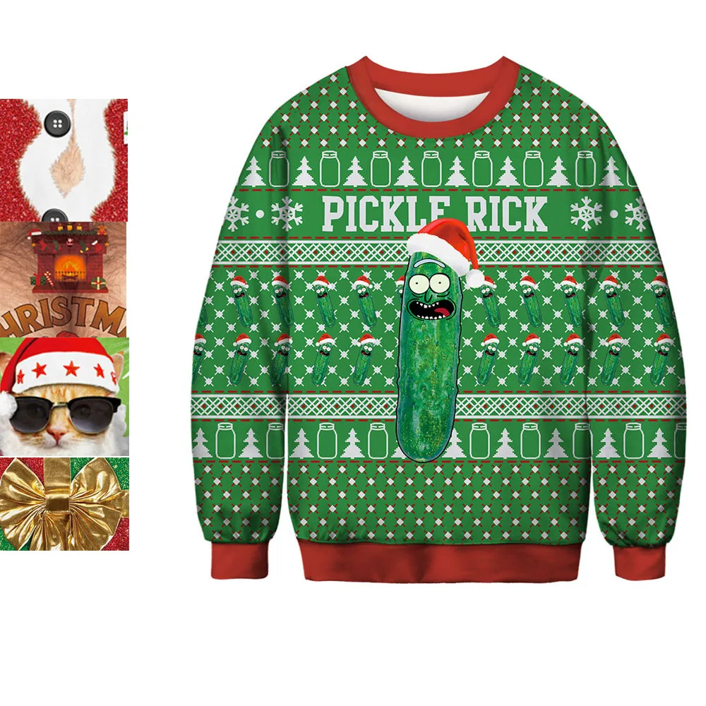 Забавный Рождественский свитер унисекс для мужчин и женщин пуловер отпуска Рик