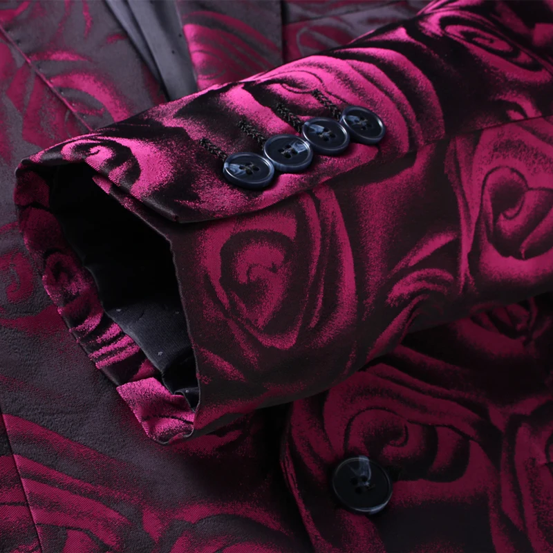 

Rsfocus Elegant Floral Suit Men 2020 Rose Flower Pattern Purple Wedding Suits For Men 5XL Slim Fit Mens Dinner Prom Suits TZ006
