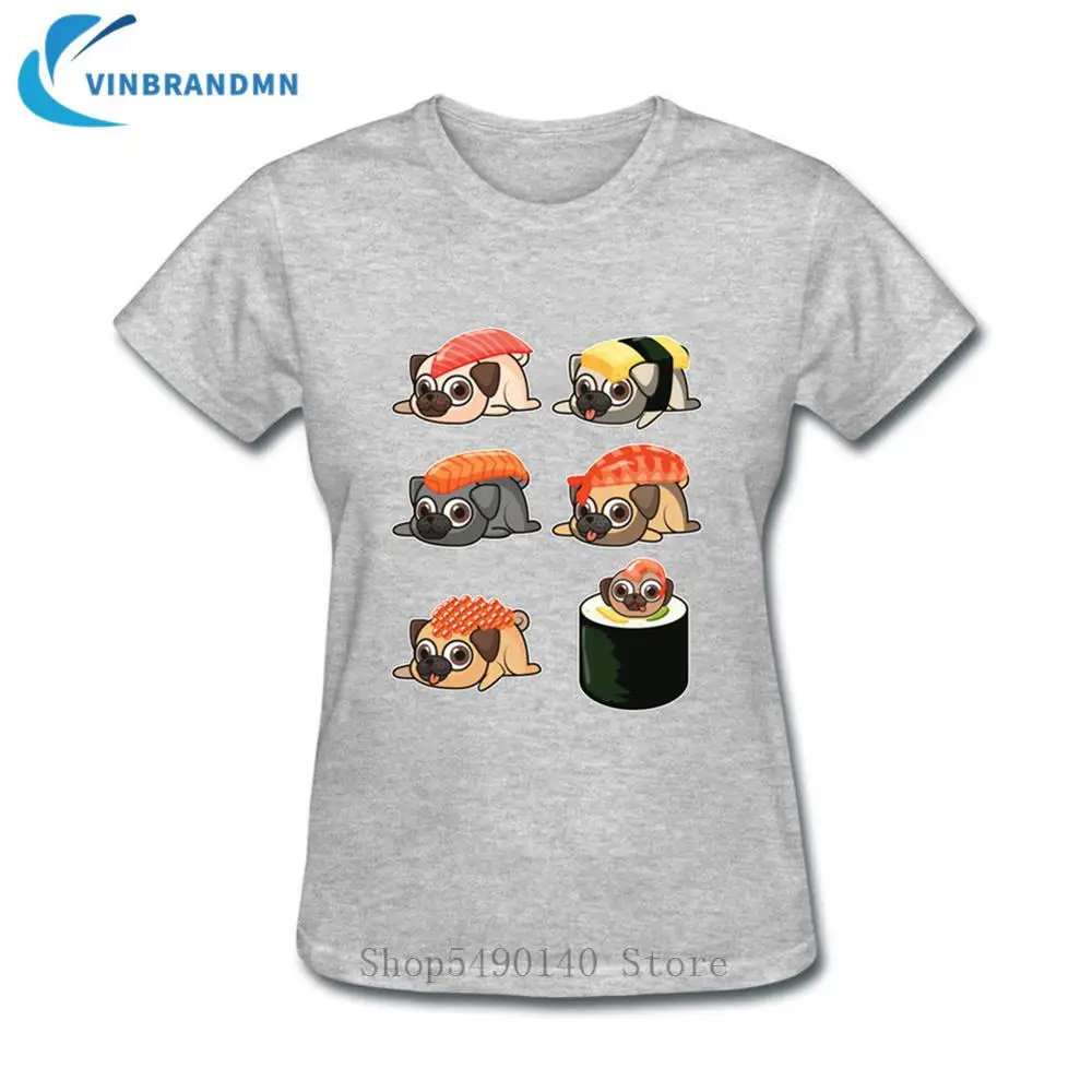 Забавная футболка Gif для суши милые топы мопса крутая японская модная Kawaii