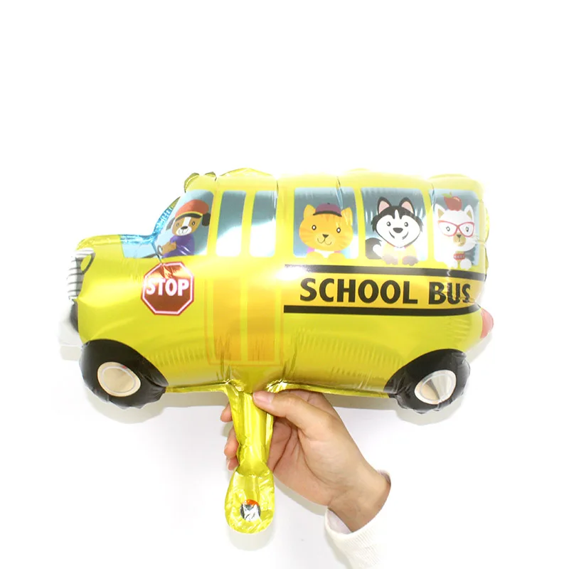 mini schoolbus KAMMIZAD, 1 шт., серия воздушных шаров для автомобиля, с днем рождения, Детские вечерние мотоциклетные украшения, автомобиль, подарок для ребенка, танк, поезд, пожарная машина, globos - Цвет: mini schoolbus