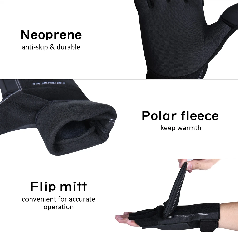 Зимняя рыболовная перчатка Goture водонепроницаемая ветрозащитная откидная