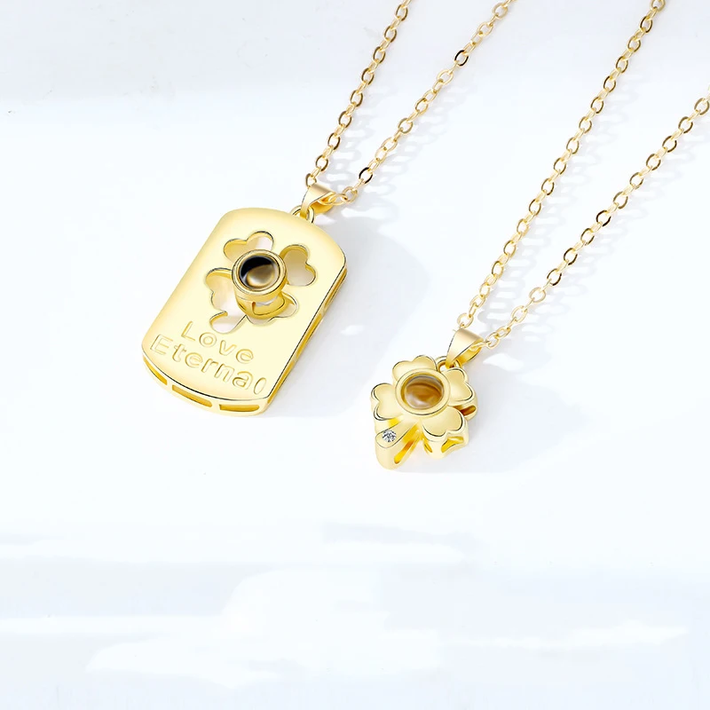 Модное Новое ожерелье на удачу для пары пара проекционных камней с надписью I Love