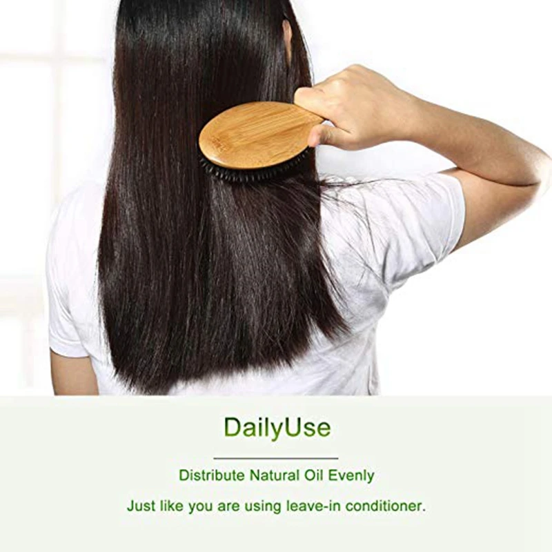 Щетка для волос щетка из шерсти кабана с нейлоновыми штифтами Бамбуковая