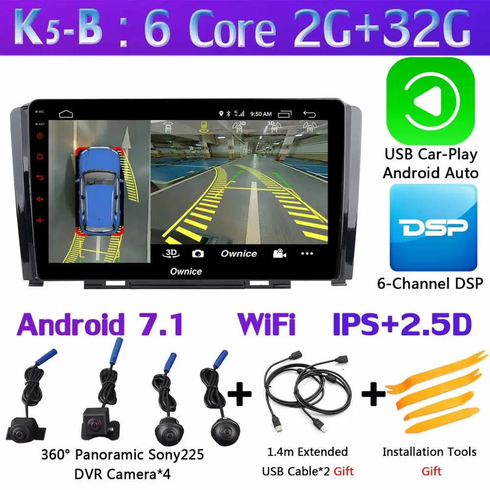 K5-B-CarPlay Ownice K1 K3 K5 K6 автомобильный dvd-плеер для Great Wall Hover Haval H6 2009- Автомобильный gps Радио DSP CarPlay стерео 360 ° панорамный - Цвет: K5-B-CarPlay