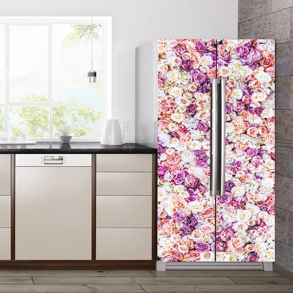 Наклейка на дверь и холодильник милые розовые розы наклейка украшение для