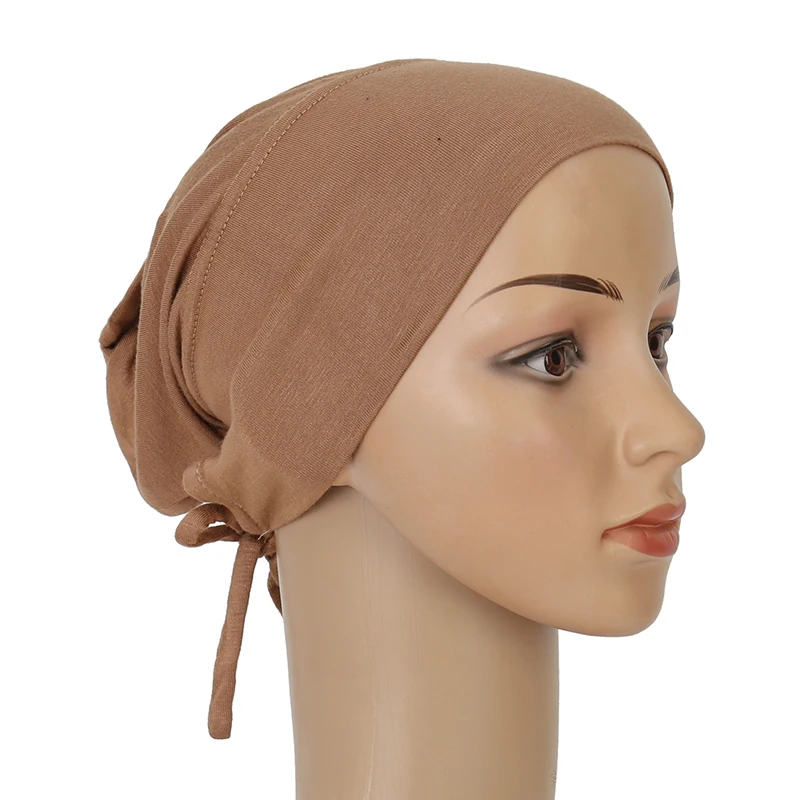 

Fashion Muslim Hat Scarf Plain Strap Modal Cotton Elastic Scarf Bottoming Women Scarf